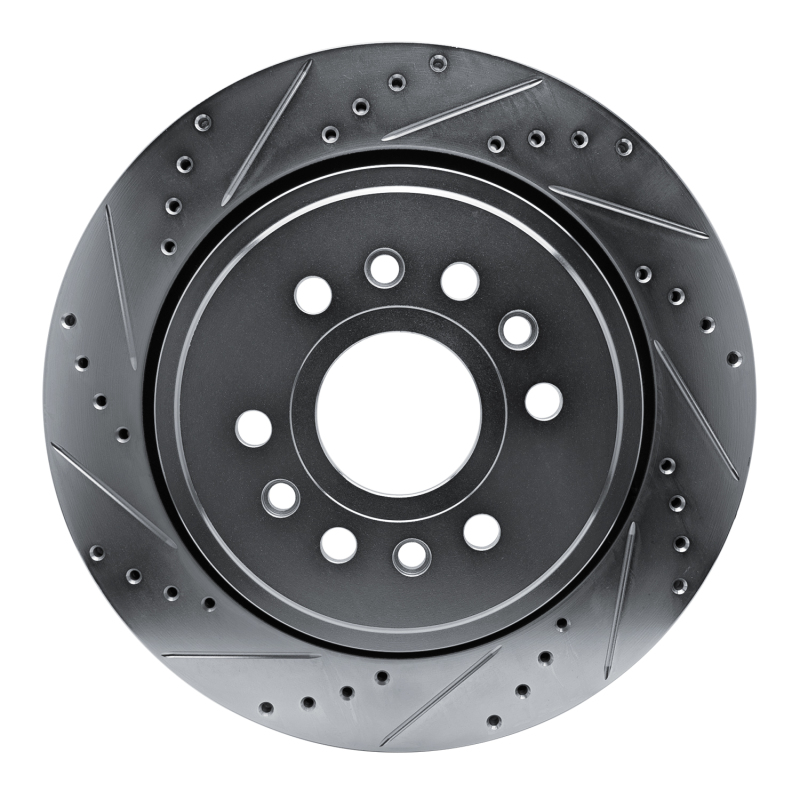 Jeep Grand Wagoneer L Brake Rotor (1) - Rear Left - R1 Concepts - Drilled & Slotted - Silver - `21-`25